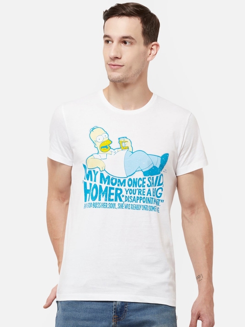 

Free Authority Men White Simpsons Printed Round Neck T-shirt