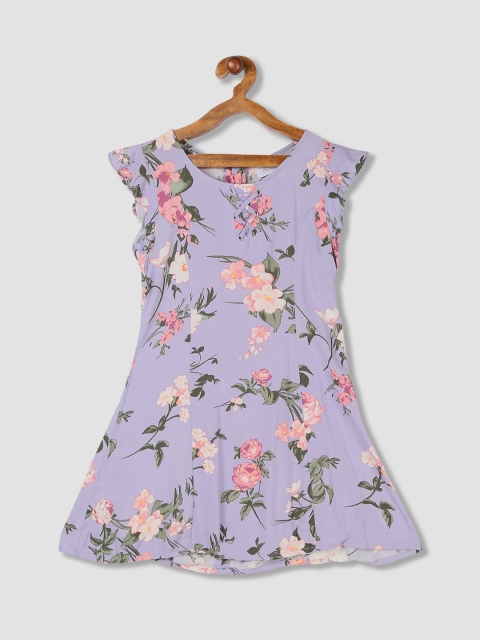 

The Childrens Place Girls Lavender & Pink Printed A-Line Dress