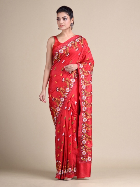 

Mitera Red Printed Pure Silk Saree