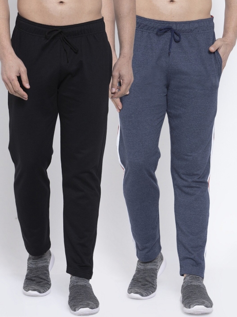 

NEUDIS Men Pack Of 2 Solid Structured-Fit Track Pants, Navy blue