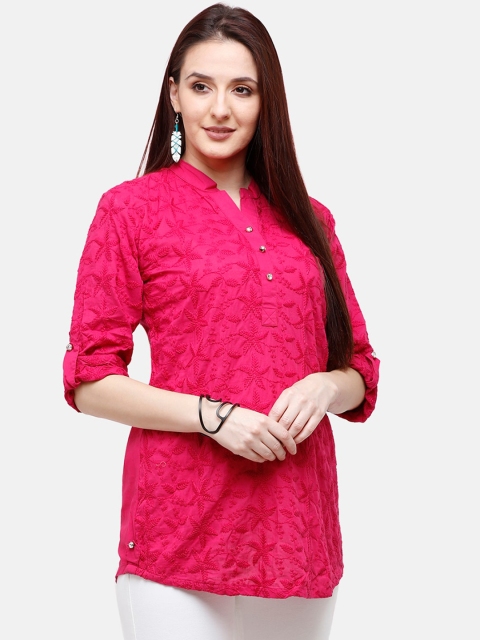 

Rasada Women Pink Embroidered Kurti, Fuchsia