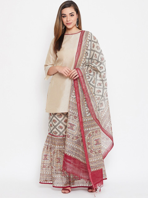 

TULIP 21 Women Beige Solid Kurti with Palazzos & Dupatta