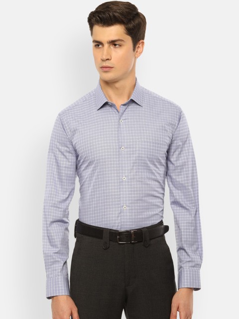 

Van Heusen Men Grey Regular Fit Checked Cotton Formal Shirt