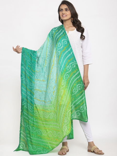 

panchhi Green & Yellow Bandhej Dupatta
