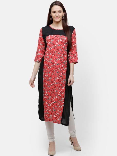 

Rasada Women Red Floral Colourblocked Kurta