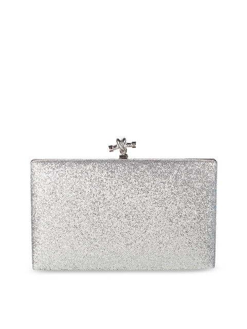 

Mochi Silver-Toned Embellished Clutch