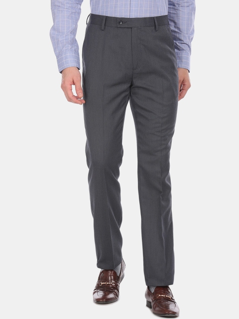

Arrow Men Grey Regular Fit Self Design Regular Trousers