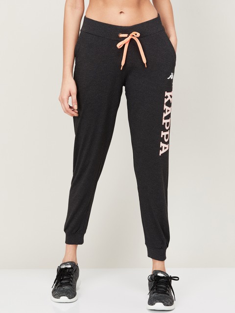 

Kappa Women Black & White Brand Logo Joggers