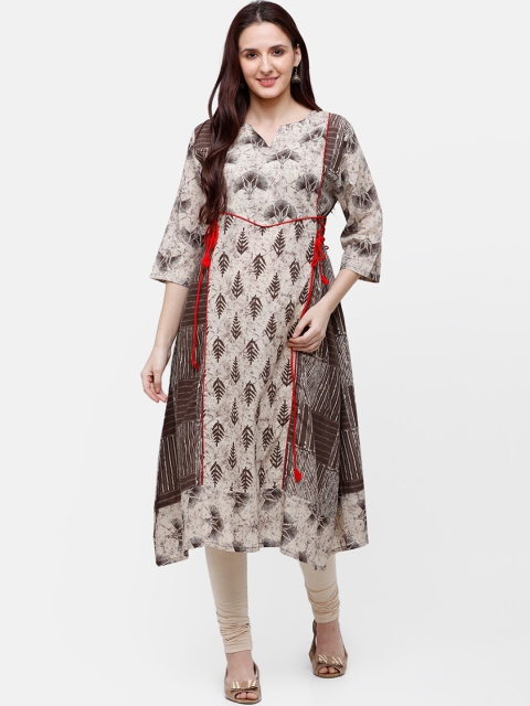 

Rasada Cream-Coloured Floral Printed A-Line Kurta