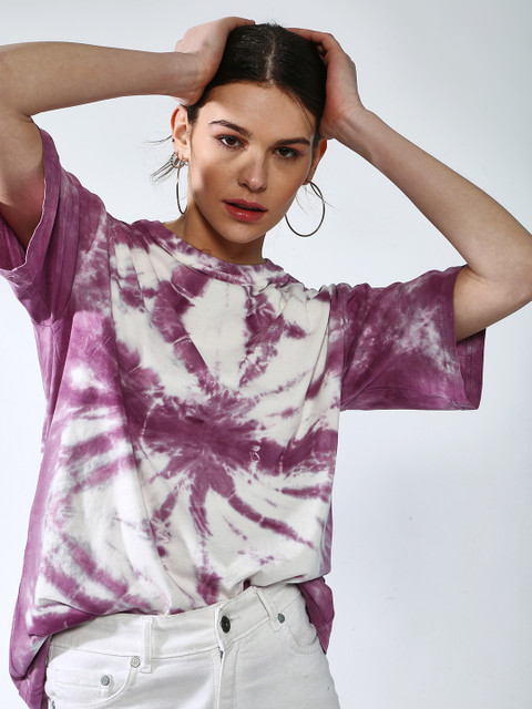 

Blue Saint Women Pink Printed Polo Collar T-shirt