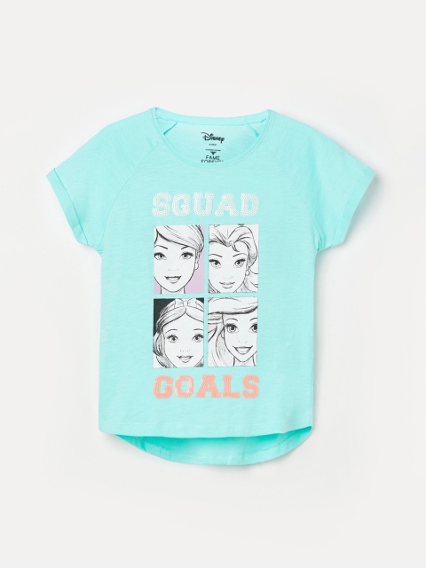 

Fame Forever by Lifestyle Girls Sea Green Printed Pure Cotton High-Low Top