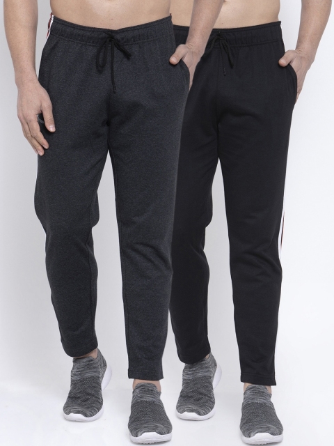 

NEUDIS Men Pack Of 2 Solid Structured-Fit Track Pants, Black