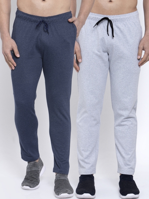 

NEUDIS Men Pack Of 2 Solid Structured Fit Track Pants, Navy blue