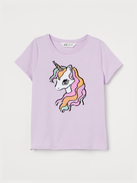 

H&M Girls Purple Printed Interactive-motif top