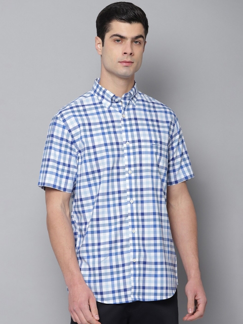 GANT Men Blue & White Regular Fit Checked Casual Shirt