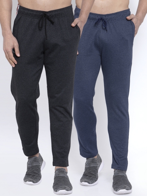 

NEUDIS Men Pack Of 2 Solid Structured-Fit Track Pants, Grey
