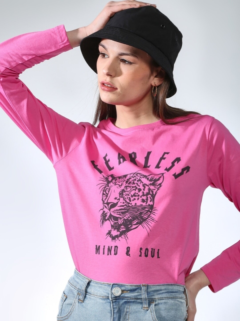 

Blue Saint Women Pink Printed Round Neck T-shirt
