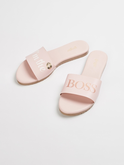 

Ginger by Lifestyle Women Pink Solid PU Open Toe Flats