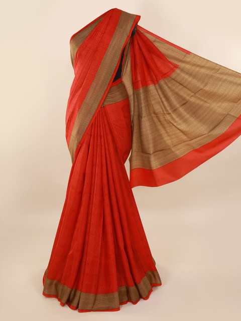 

Pothys Red Pure Silk Printed Bagh Saree