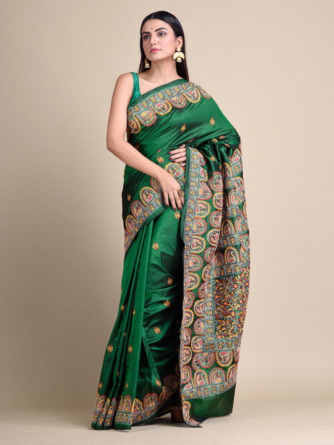 

Mitera Green Woven Design Pure Silk Saree