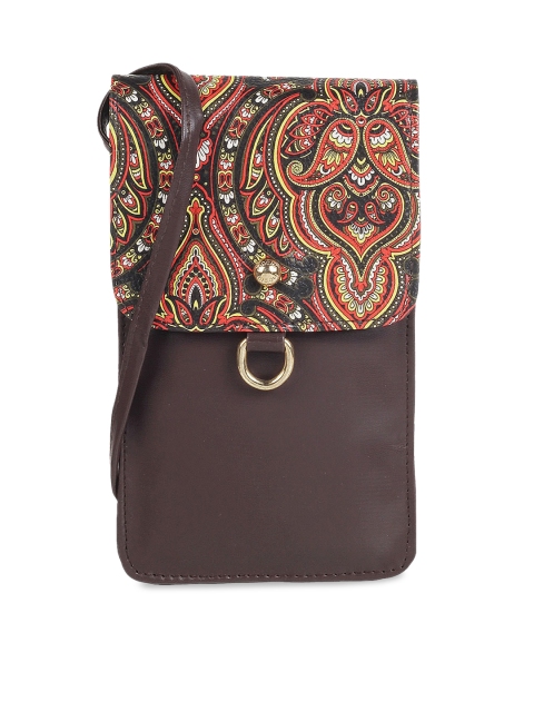 

Mochi Brown & Red Printed Clutch