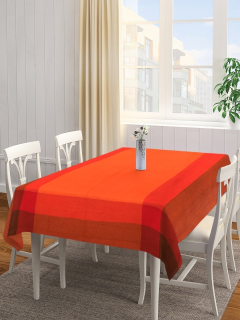 

NEUDIS Orange & Brown Solid Hand Woven Table Cover For 6 Seater Table
