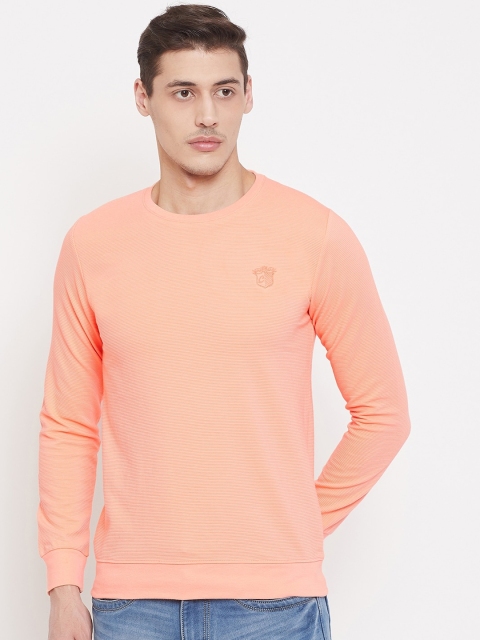 

Camey Men Peach-Coloured Solid Sweatshirt
