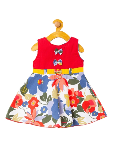 

The Magic Wand Girls Red Printed Cotton Fit and Flare Dress