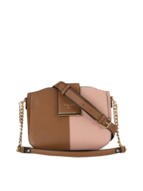 

Da Milano Pink & Tan Colourblocked Sling Bag
