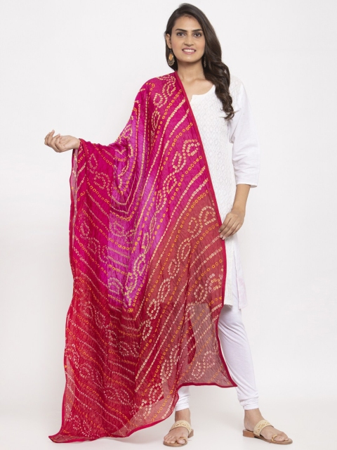 

panchhi Red & Magenta Dyed Bandhni Dupatta