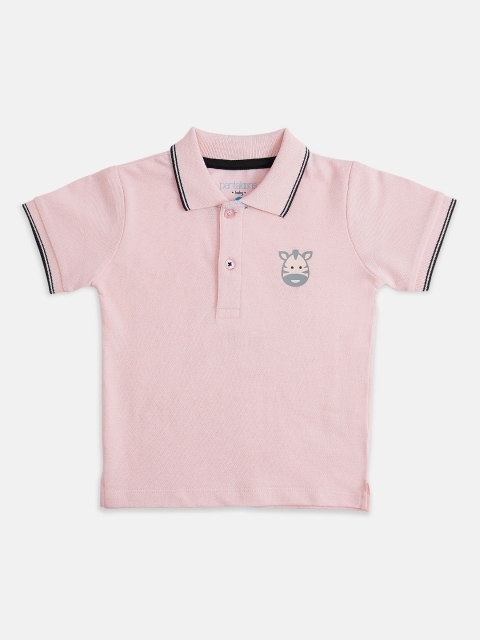 

Pantaloons Baby Boys Pink Solid Polo Collar Pure Cotton T-shirt