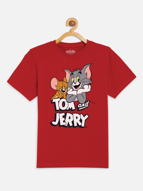

Kids Ville Boys Red Tom Jerry Printed Round Neck Cotton Pure Cotton T-shirt