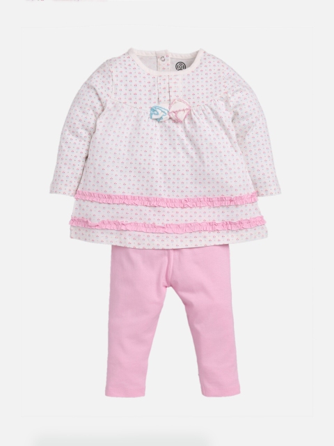 

TAMBOURINE Girls Pink & White Printed Top with Capris
