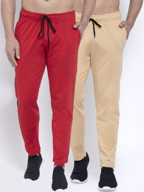 

NEUDIS Men Pack Of 2 Solid Structured-Fit Track Pants, Beige