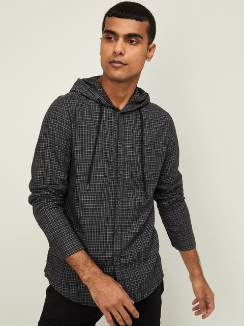 

Fame Forever by Lifestyle Men Black Slim Fit Checked Casual Shirt
