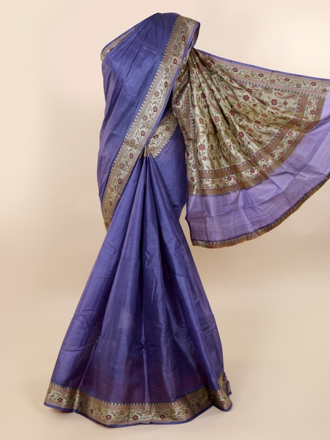 

Pothys Lavender Pure Silk Solid Tussar Saree