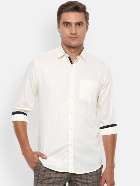 

Van Heusen Sport Men Cream-Coloured Slim Fit Solid Casual Shirt