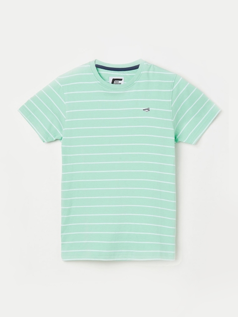 

Fame Forever by Lifestyle Boys Green Striped Round Neck T-shirt
