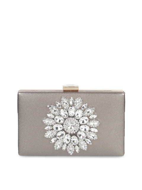 

Mochi Silver-Toned Embellished Clutch