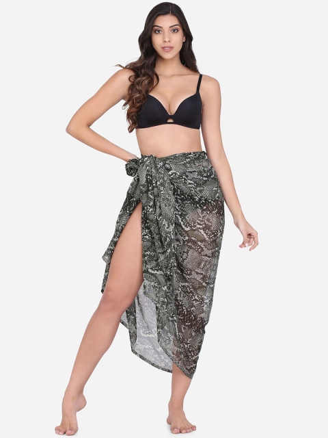 

Da Intimo Women Grey & Black Snake Printed Sarong