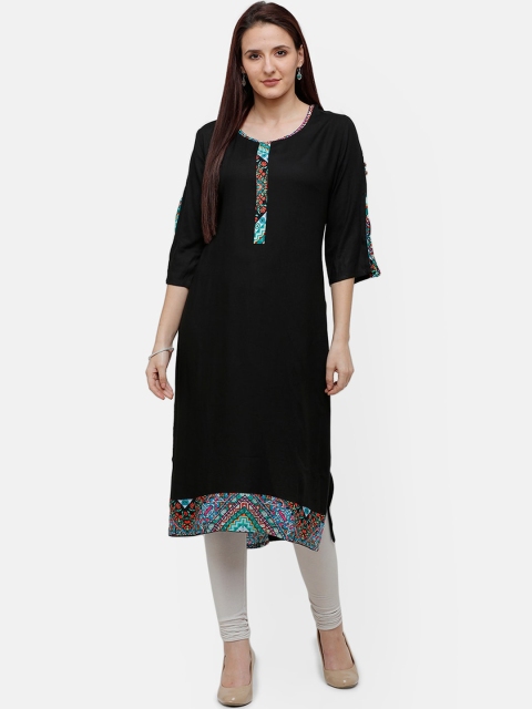 

Rasada Black Solid A-Line Kurta