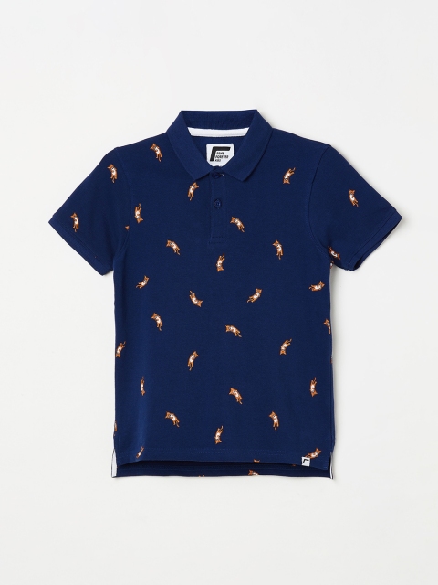 

Fame Forever by Lifestyle Boys Navy Blue Printed Polo Collar T-shirt