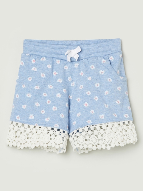

max Girls Blue Printed Regular Fit Regular Shorts