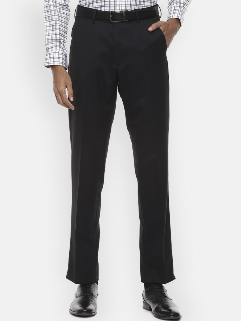 

Van Heusen Men Black Regular Fit Striped Formal Trousers