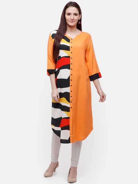 

Rasada Women Orange & Black Printed Kurta