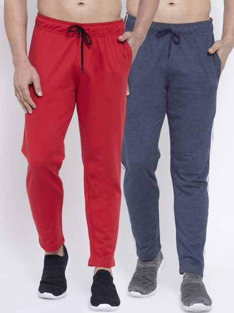 

NEUDIS Men Pack Of 2 Solid Structured-Fit Track Pants, Blue