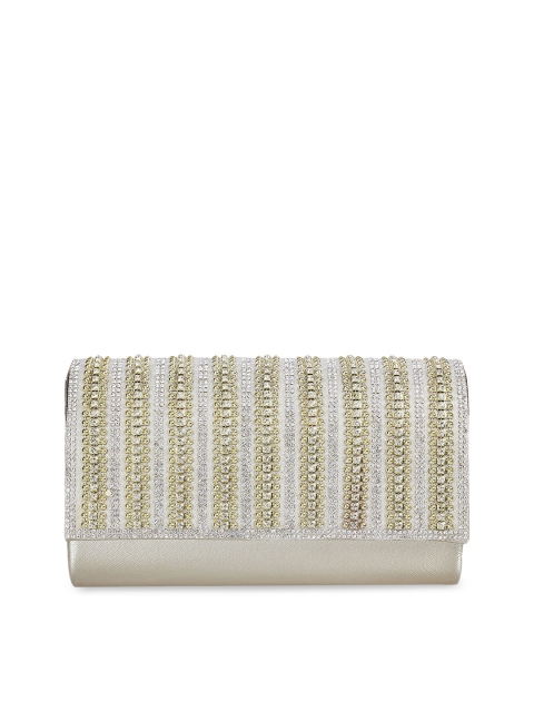 

Mochi Silver-Toned & Gold-Toned Embellished Clutch