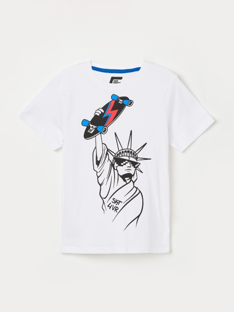 

Fame Forever by Lifestyle Boys White Printed Round Neck T-shirt