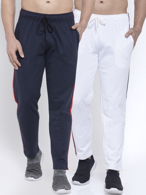 

NEUDIS Men Pack Of 2 Solid Structured Fit Track Pants, Navy blue
