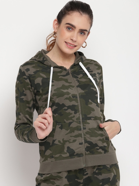 

SPARROWHAWK Women Olive Green & Black Camouflage Printed Sweatshirt